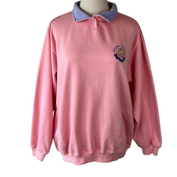 Vintage Y2K Pastel Collared Sweatshirt Royal Caribbean Cruise Wear size XL Pink - Picture 7 of 13